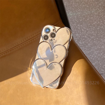 Barbie Plated Rose Red Heart Sweet Cool Girl για iPhone 14 13 12 Pro Max Plus 11 Superimpose Big Love Cute 3D Candy Glossy Etui
