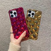 Луксозен галванизиран лъскав решетъчен калъф за телефон за iPhone 14 13 12 Pro Max 11 X Xsmax XR 8 7 Plus Мек силиконов флип Coque 3D Cute