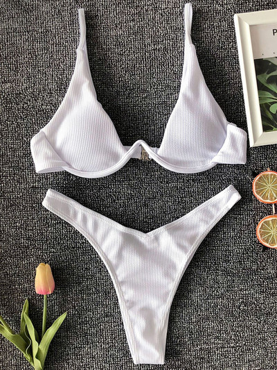 Sexy Neon V-bar Underwired Bikini 2023 Γυναικείο μαγιό με ραβδώσεις Γυναικεία στρινγκ μαγιό Σετ μπικίνι δύο τεμαχίων Push up Μαγιό