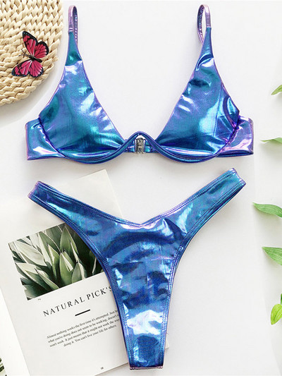 Sexy Neon V-bar Underwired Bikini 2023 Γυναικείο μαγιό με ραβδώσεις Γυναικεία στρινγκ μαγιό Σετ μπικίνι δύο τεμαχίων Push up Μαγιό