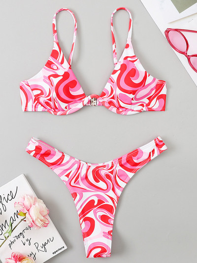 Sexy Neon V-bar Underwired Bikini 2023 Γυναικείο μαγιό με ραβδώσεις Γυναικεία στρινγκ μαγιό Σετ μπικίνι δύο τεμαχίων Push up Μαγιό