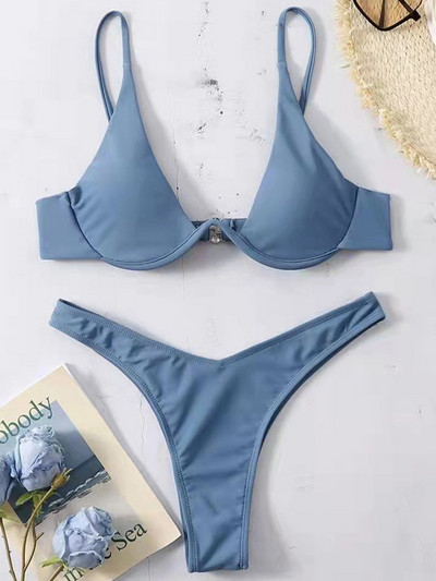 Sexy Neon V-bar Underwired Bikini 2023 Γυναικείο μαγιό με ραβδώσεις Γυναικεία στρινγκ μαγιό Σετ μπικίνι δύο τεμαχίων Push up Μαγιό