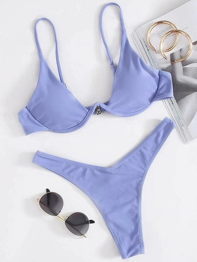 Sexy Neon V-bar Underwired Bikini 2023 Γυναικείο μαγιό με ραβδώσεις Γυναικεία στρινγκ μαγιό Σετ μπικίνι δύο τεμαχίων Push up Μαγιό