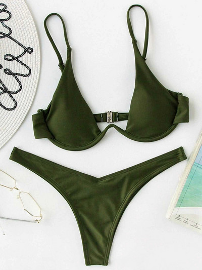 Sexy Neon V-bar Underwired Bikini 2023 Γυναικείο μαγιό με ραβδώσεις Γυναικεία στρινγκ μαγιό Σετ μπικίνι δύο τεμαχίων Push up Μαγιό