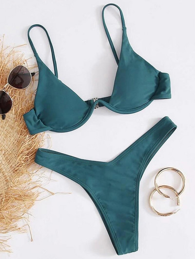 Sexy Neon V-bar Underwired Bikini 2023 Γυναικείο μαγιό με ραβδώσεις Γυναικεία στρινγκ μαγιό Σετ μπικίνι δύο τεμαχίων Push up Μαγιό