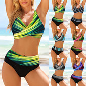 Γυναικείο μαγιό Rainbow Σετ μπικίνι Γυναικείο ριγέ μαγιό Μαγιό παραλίας Μαγιό δύο τεμαχίων Top Boyshorts S-5XL