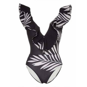 Βαθύ V Print Ruffle Single Piece Micro Monokini Σέξι μαγιό Κοριτσίστικα μπικίνι σετ Brazilian μαγιό καλοκαιρινά ρούχα παραλίας