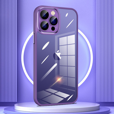 Διάφανη θήκη από ακρυλικό σιλικόνης για iPhone 14 13 Pro Max Μεταλλικό κάλυμμα προστασίας για το iPhone 11 Θήκη Αντικραδασμικό κάλυμμα