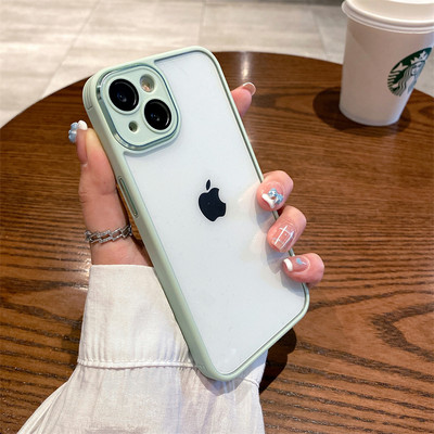Διάφανη θήκη από ακρυλικό σιλικόνης για iPhone 14 13 Pro Max Μεταλλικό κάλυμμα προστασίας για το iPhone 11 Θήκη Αντικραδασμικό κάλυμμα