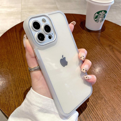 Za iphone 13 12 Pro Max Case Luksuzna prozirna akrilna svjetlucava metalna zaštita za leće Otporan na udarce Bumper poklopac Dodaci Funda