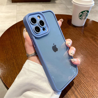 Za iphone 13 12 Pro Max Case Luksuzna prozirna akrilna svjetlucava metalna zaštita za leće Otporan na udarce Bumper poklopac Dodaci Funda