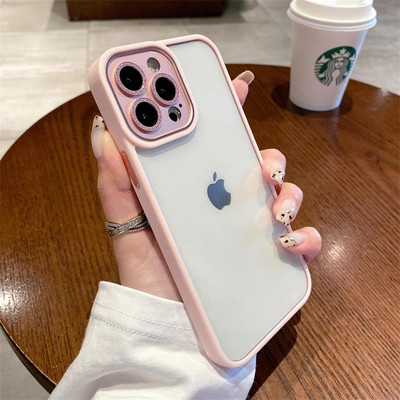 Za iphone 13 12 Pro Max Case Luksuzna prozirna akrilna svjetlucava metalna zaštita za leće Otporan na udarce Bumper poklopac Dodaci Funda