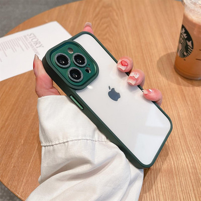 Za iphone 13 12 Pro Max Case Luksuzna prozirna akrilna svjetlucava metalna zaštita za leće Otporan na udarce Bumper poklopac Dodaci Funda