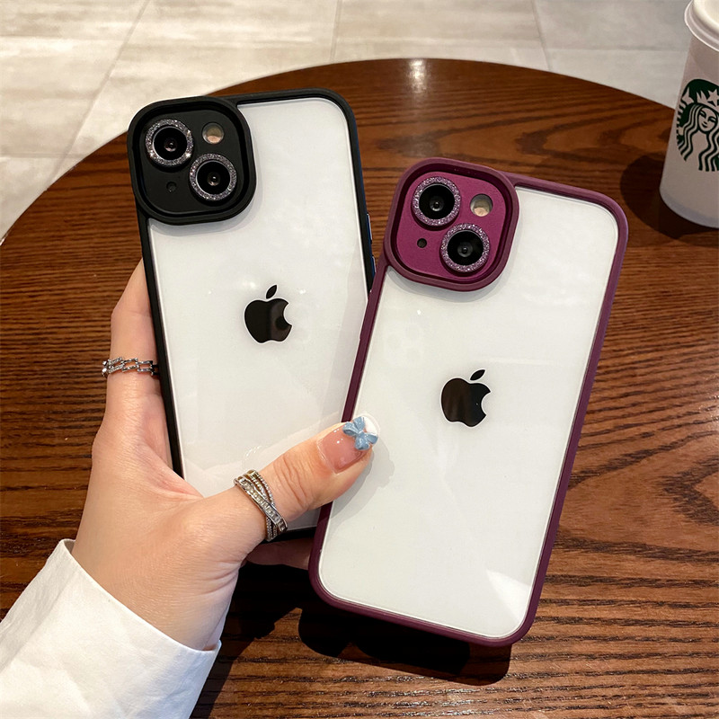 Za iphone 13 12 Pro Max Case Luksuzna prozirna akrilna svjetlucava metalna zaštita za leće Otporan na udarce Bumper poklopac Dodaci Funda