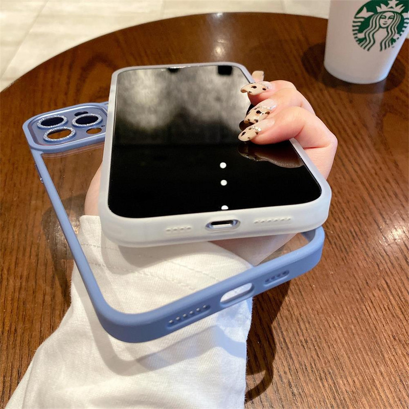 Za iphone 13 12 Pro Max Case Luksuzna prozirna akrilna svjetlucava metalna zaštita za leće Otporan na udarce Bumper poklopac Dodaci Funda