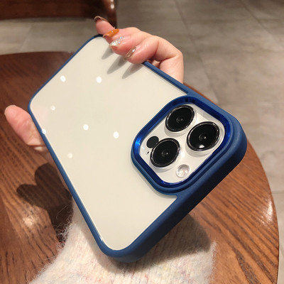 Επίσημη διαφανής θήκη πανοπλίας για iPhone 14 13 12 Mini 11Pro Max 13 Θήκη Hard Acrylic Clear BackPanel Μεταλλικό κάλυμμα πλαισίου κάμερας