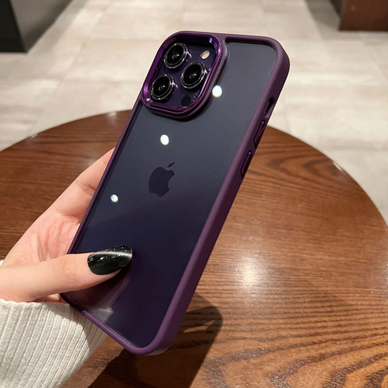 Επίσημη διαφανής θήκη πανοπλίας για iPhone 14 13 12 Mini 11Pro Max 13 Θήκη Hard Acrylic Clear BackPanel Μεταλλικό κάλυμμα πλαισίου κάμερας