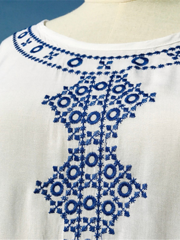 Νέες αφίξεις Beach Cover up Κέντημα Rayon Μαγιό Γυναικείες τουνίκ για παραλία Καφτάν Φόρεμα Παραλία Μαγιό Cover ups #Q71