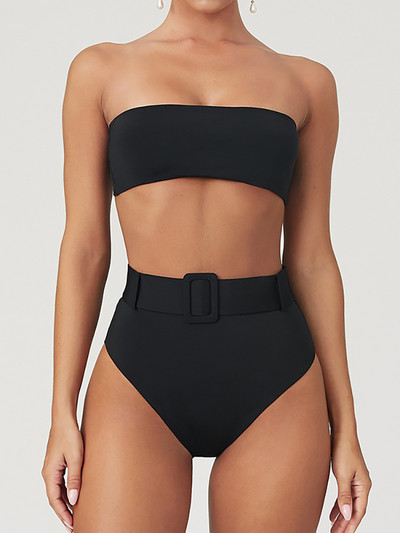 Ψηλόμεση μπικίνι 2022 Σέξι μαύρο μαγιό Γυναικεία μαγιό Καλοκαιρινό μπαντό μπικίνι Σετ κολύμβησης για μαγιό Γυναικεία μαγιό