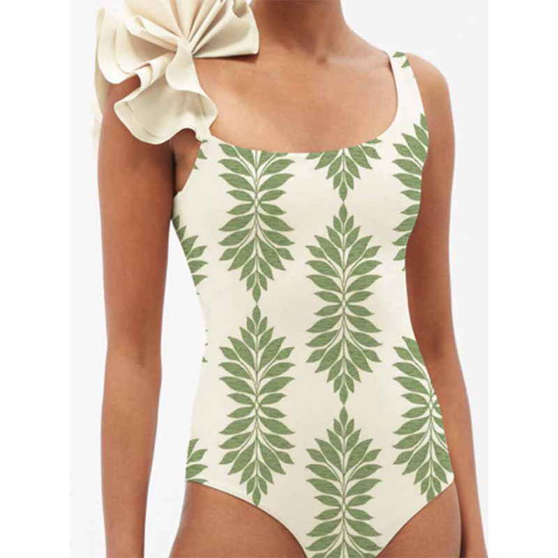 Fashion 2022 Seamless Patchwork Print Fodor fürdőruha Aszimmetrikus Sling Bikini Magas derekú, egyrészes karcsú, hát nélküli strandruha