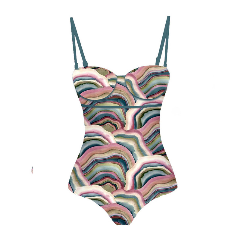 Ženski jednodijelni kupaći kostim i suknja s retro printom, dizajnerski kupaći kostim za plažu, ljetna odjeća za surfanje