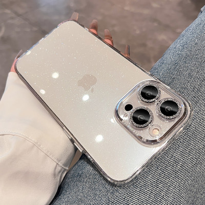 Luxus csillogó kristály gyémánt tok iPhone 14 13 Pro Max 14Plus Bling lencsevédelemhez Ütésálló PC lökhárító átlátszó páncélburkolat