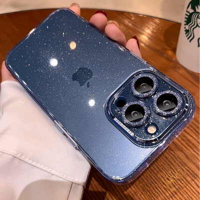 Luxus csillogó kristály gyémánt tok iPhone 14 13 Pro Max 14Plus Bling lencsevédelemhez Ütésálló PC lökhárító átlátszó páncélburkolat