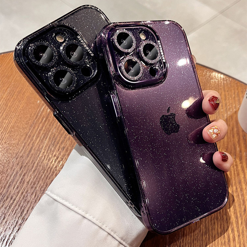Luxus csillogó kristály gyémánt tok iPhone 14 13 Pro Max 14Plus Bling lencsevédelemhez Ütésálló PC lökhárító átlátszó páncélburkolat