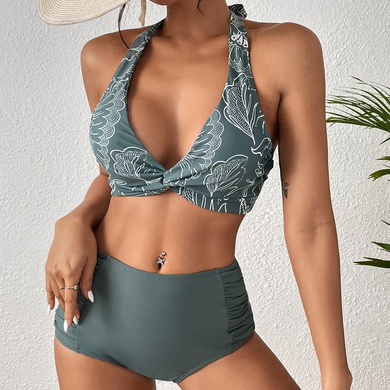 2023-as elülső fürdőruha szexi magas derekú bikini női push up fürdőruha kötőfék, kétrészes strandruha Női bikini