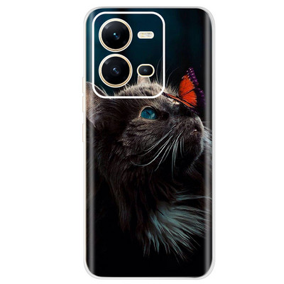 Για Vivo V25 Case 2022 Cute Cat Cartoon Painted Cover Βαμμένο από σιλικόνη μαλακό TPU Fundas Θήκη τηλεφώνου για Vivo V25 V 25 Vivo V25e Πίσω κάλυμμα