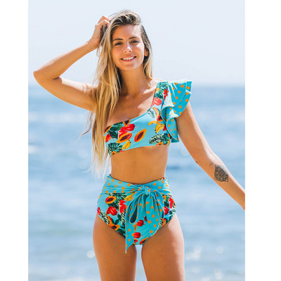 Crveni ženski bikini na jedno rame Novi kupaći kostim s remenom za 2023. Push up kupaći kostim Slatka bikini odjeća za plažu za kupanje