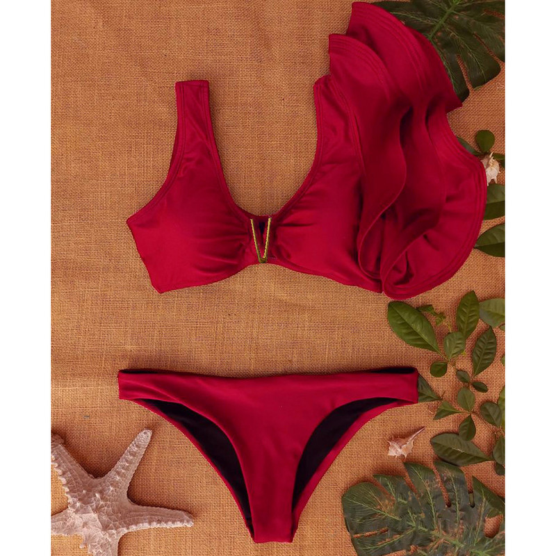 Egy vállú fürdőruha Magas derekú y2k Bikini Sárga Szín Külön fürdőruha Úszóruhák Fürdőruha Nyári Strandruha