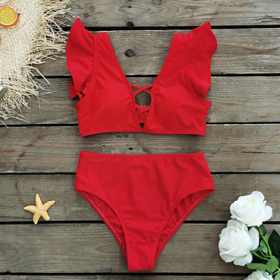 2022 Bikini cu talie înaltă Costum de baie pentru femei Costum de baie imprimeu Costume din două piese pentru femeie Push Up Costum de baie cu tăietură în V de vară biquini cu cordon