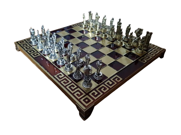 Шах Ahelos, Троя, Метален, Тъмно Червен, 25х25 см