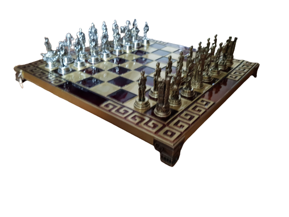 Шах Ahelos, Троя, Метален, Тъмно Червен, 25х25 см