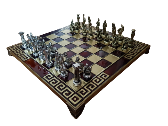 Шах Ahelos, Войини, Метален, Тъмно Червен, 25х25 см