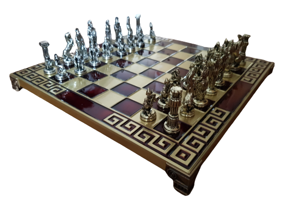 Шах Ahelos, Войини, Метален, Тъмно Червен, 25х25 см