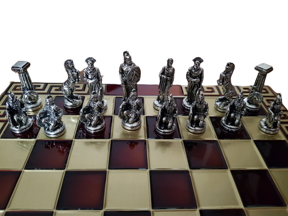 Шах Ahelos, Войини, Метален, Тъмно Червен, 25х25 см