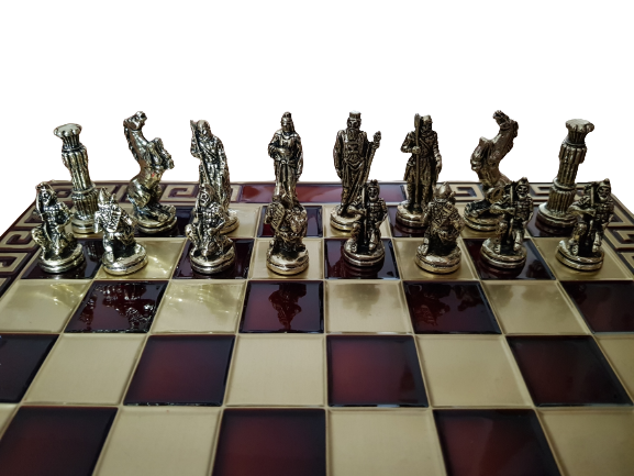 Шах Ahelos, Войини, Метален, Тъмно Червен, 25х25 см