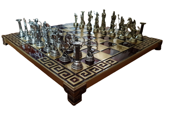 Шах Ahelos, Стрелци, Метален, Тъмно Червен, 25х25 см