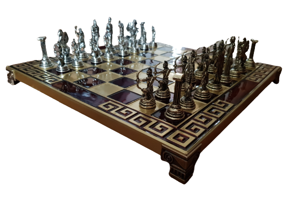 Шах Ahelos, Стрелци, Метален, Тъмно Червен, 25х25 см