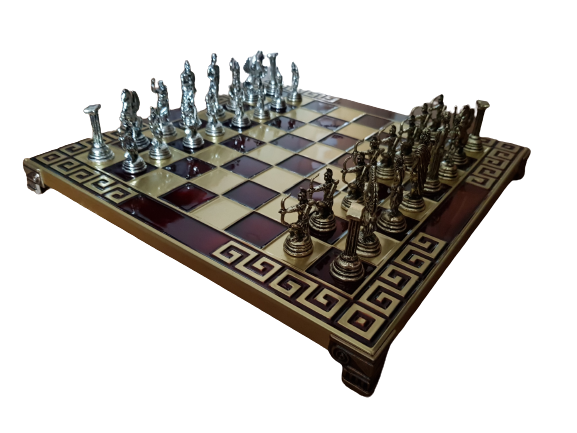 Шах Ahelos, Стрелци, Метален, Тъмно Червен, 25х25 см