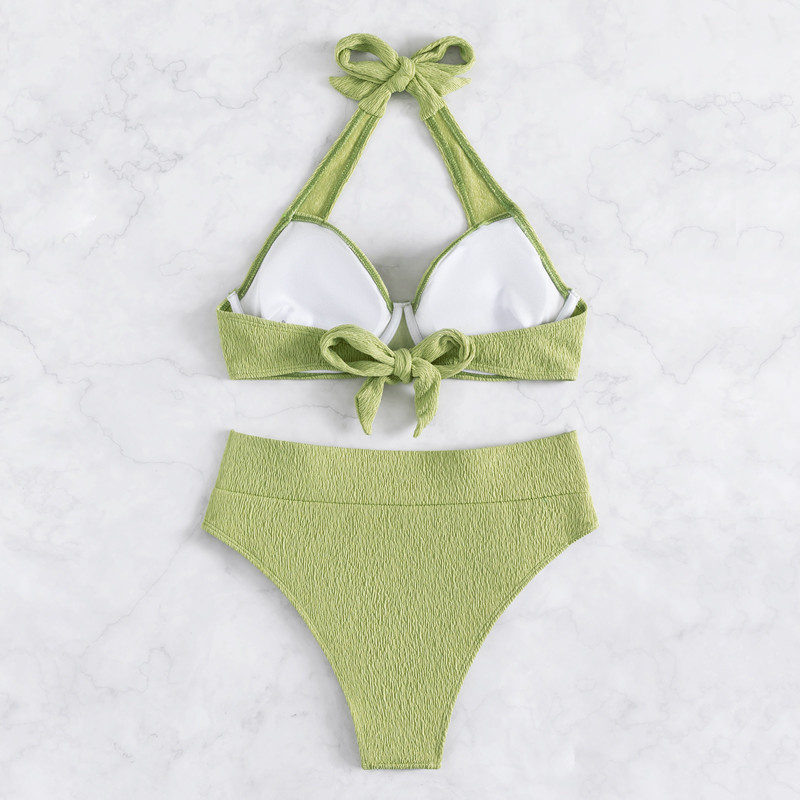 Szexi női bikini 2022 új, magas derekú fürdőruha bikini szett Push Up fürdőruha Aranyos bikini Halter Beach Wear Swim