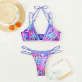 Szexi bikini 2023 Push Up fürdőruha női patchwork bikini szett kötőfékes fürdőruha kockás mintás fürdőruha Szexi strandfürdőruha