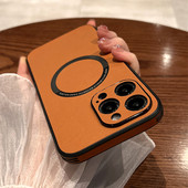 Кожен магнитен калъф за безжично зареждане Magsafe за iPhone 14 13 12 11 Pro Max XS XR X 8 7 Plus Mac Safe Full Protective Cover