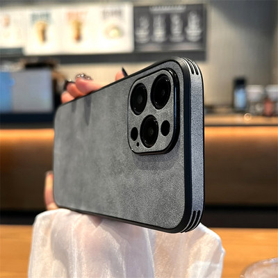 Луксозен калъф от овча кожа за iPhone 14 13 12 11 Pro Max XS XR X 8 7 Plus SE 2020 Ретро противоударни удароустойчиви бронирани леки капаци