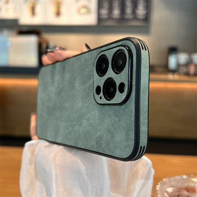 Luxus báránybőr tok iPhone 14 13 12 11 Pro Max XS XR X 8 7 Plus SE 2020 Retro Anti-Shock ütésálló páncél fényvédő burkolatokhoz