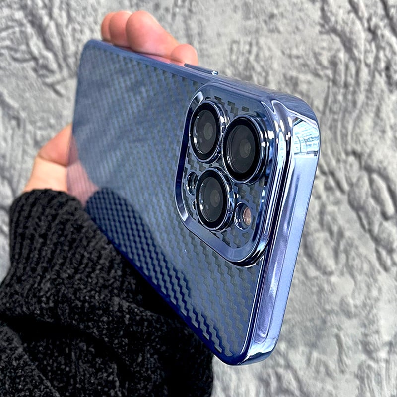 Διαφανής επιμετάλλωση Μαλακή θήκη από ανθρακονήματα για iPhone 14 13 12 11 Pro Max XS XR X 8 7 Plus SE 2020 Πλήρες κάλυμμα