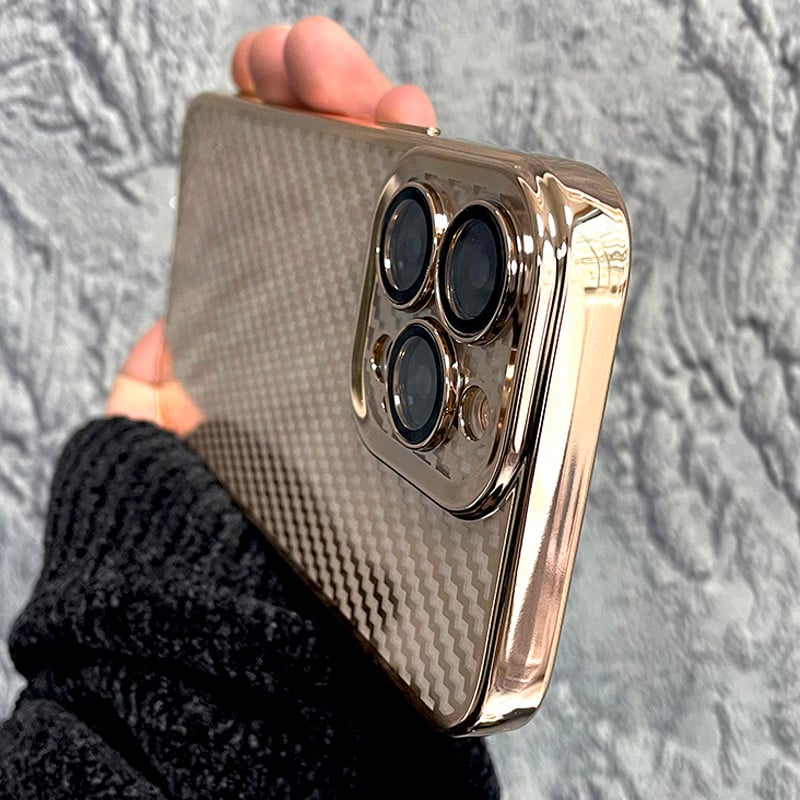 Διαφανής επιμετάλλωση Μαλακή θήκη από ανθρακονήματα για iPhone 14 13 12 11 Pro Max XS XR X 8 7 Plus SE 2020 Πλήρες κάλυμμα