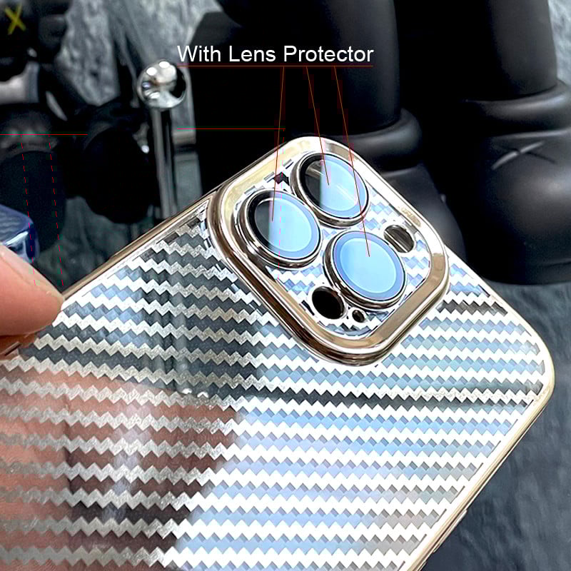 Διαφανής επιμετάλλωση Μαλακή θήκη από ανθρακονήματα για iPhone 14 13 12 11 Pro Max XS XR X 8 7 Plus SE 2020 Πλήρες κάλυμμα